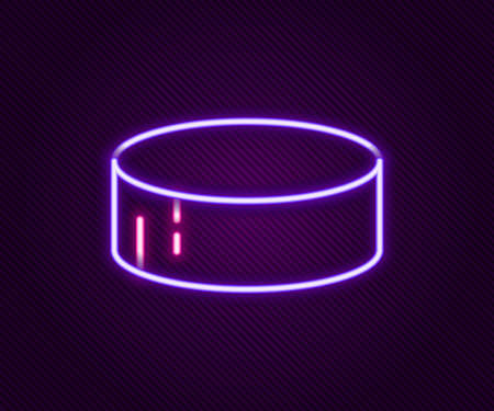 Glowing neon line Hockey puck icon isolated on black background. Sport equipment. Colorful outline concept. Vectorのイラスト素材