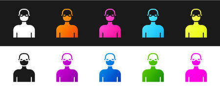 Set Swimmer athlete icon isolated on black and white background. Vectorのイラスト素材