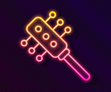 Glowing neon line Hairbrush icon isolated on black background. Comb hair sign. Barber symbol. Vectorのイラスト素材