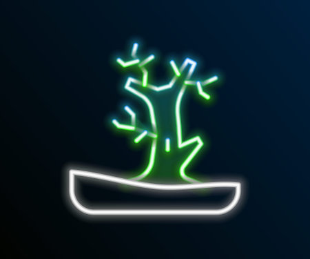 Glowing neon line Bare tree icon isolated on black background. Colorful outline concept. Vectorのイラスト素材