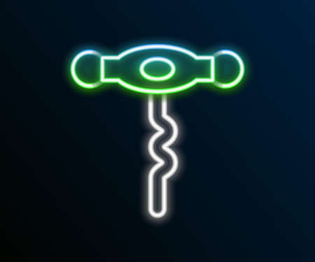 Glowing neon line Wine corkscrew icon isolated on black background. Colorful outline concept. Vectorのイラスト素材