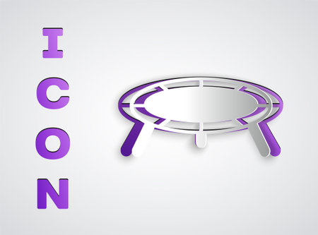 Paper cut Jumping trampoline icon isolated on grey background. Paper art style. Vectorのイラスト素材
