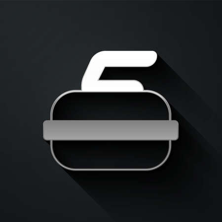 Silver Stone for curling sport game icon isolated on black background. Sport equipment. Long shadow style. Vectorのイラスト素材