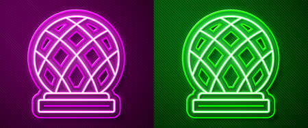 Glowing neon line Montreal Biosphere icon isolated on purple and green background. Vectorのイラスト素材