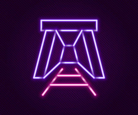 Glowing neon line Mine entrance icon isolated on black background. Colorful outline concept. Vectorのイラスト素材