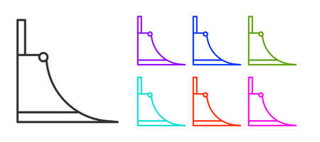 Black line Skate park icon isolated on white background. Set of ramp, roller, stairs for a skatepark. Extreme sport. Set icons colorful. Vectorのイラスト素材