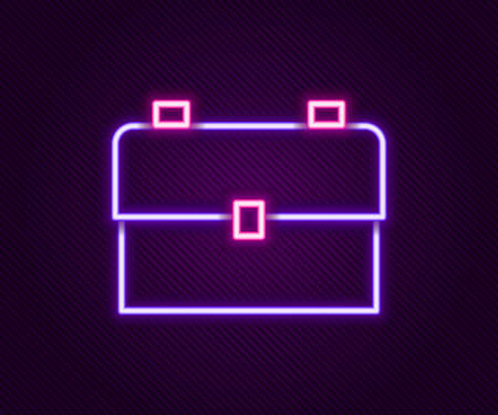 Glowing neon line School backpack icon isolated on black background. Colorful outline concept. Vectorのイラスト素材