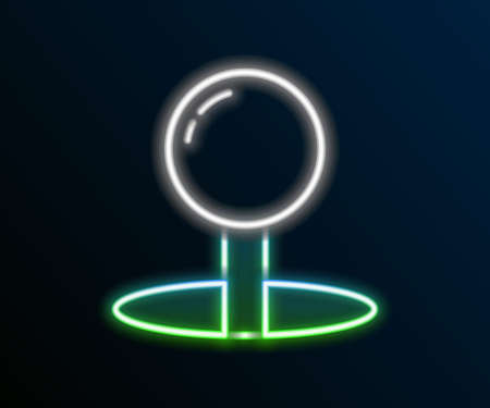 Glowing neon line Push pin icon isolated on black background. Thumbtacks sign. Colorful outline concept. Vectorのイラスト素材