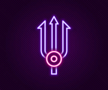Glowing neon line Neptune Trident icon isolated on black background. Colorful outline concept. Vectorのイラスト素材