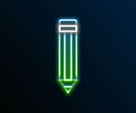 Glowing neon line Pencil icon isolated on black background. Drawing and educational tools. School office symbol. Colorful outline concept. Vectorのイラスト素材