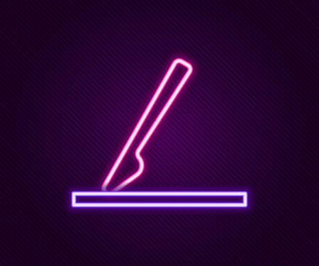 Glowing neon line Medical surgery scalpel tool icon isolated on black background. Medical instrument. Colorful outline concept. Vectorのイラスト素材