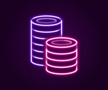Glowing neon line Casino chips icon isolated on black background. Casino gambling. Colorful outline concept. Vectorのイラスト素材