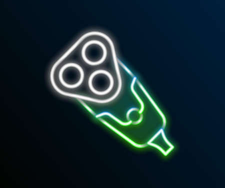Glowing neon line Electric razor blade for men icon isolated on black background. Electric shaver. Colorful outline concept. Vectorのイラスト素材
