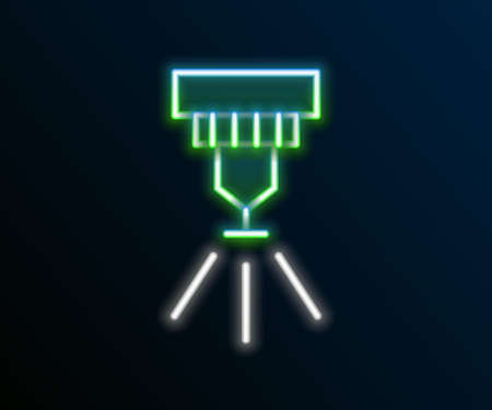 Glowing neon line Fire sprinkler system icon isolated on black background. Sprinkler, fire extinguisher solid icon. Colorful outline concept. Vectorのイラスト素材