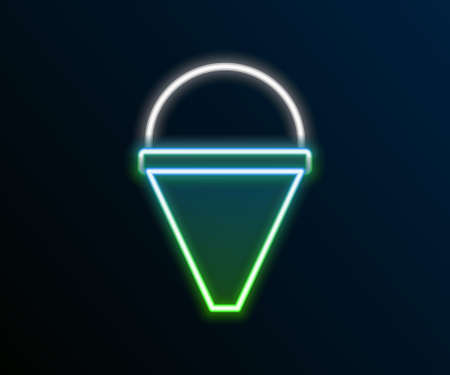 Glowing neon line Fire cone bucket icon isolated on black background. Metal cone bucket empty or with water for fire fighting. Colorful outline concept. Vectorのイラスト素材