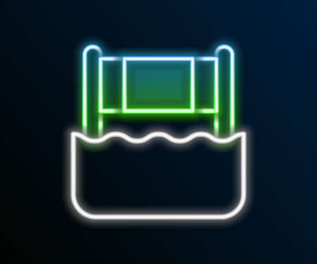 Glowing neon line Water volleyball net icon isolated on black background. Colorful outline concept. Vectorのイラスト素材