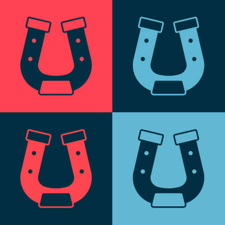 Pop art Horseshoe icon isolated on color background. Vectorのイラスト素材