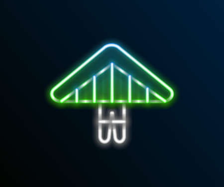 Glowing neon line Hang glider icon isolated on black background. Extreme sport. Colorful outline concept. Vectorのイラスト素材
