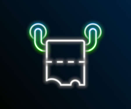 Glowing neon line Toilet paper roll icon isolated on black background. Colorful outline concept. Vectorのイラスト素材