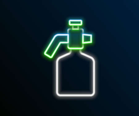 Glowing neon line Paint spray gun icon isolated on black background. Colorful outline concept. Vectorのイラスト素材