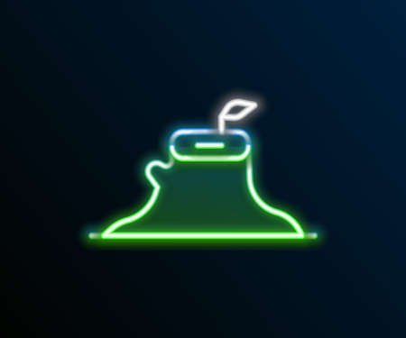 Glowing neon line Tree stump icon isolated on black background. Colorful outline concept. Vectorのイラスト素材