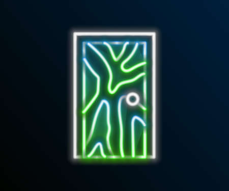 Glowing neon line Closed door icon isolated on black background. Colorful outline concept. Vectorのイラスト素材