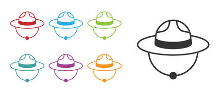 Black Canadian ranger hat uniform icon isolated on white background. Set icons colorful. Vectorのイラスト素材