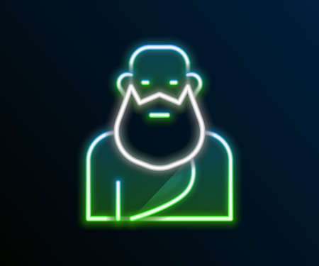 Glowing neon line Socrates icon isolated on black background. Sokrat ancient greek Athenes ancient philosophy. Colorful outline concept. Vectorのイラスト素材