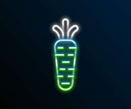 Glowing neon line Carrot icon isolated on black background. Colorful outline concept. Vectorのイラスト素材