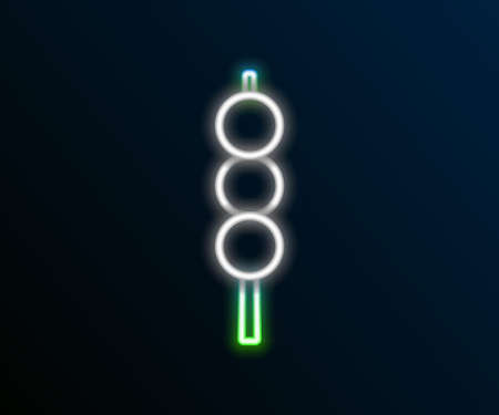 Glowing neon line Meatballs on wooden stick icon isolated on black background. Skewer with meat. Colorful outline concept. Vectorのイラスト素材