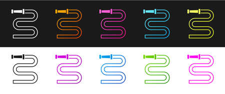 Set Fire hose reel icon isolated on black and white background. Vectorのイラスト素材