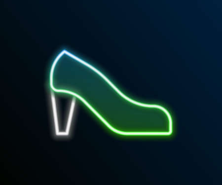 Glowing neon line Woman shoe with high heel icon isolated on black background. Colorful outline concept. Vectorのイラスト素材
