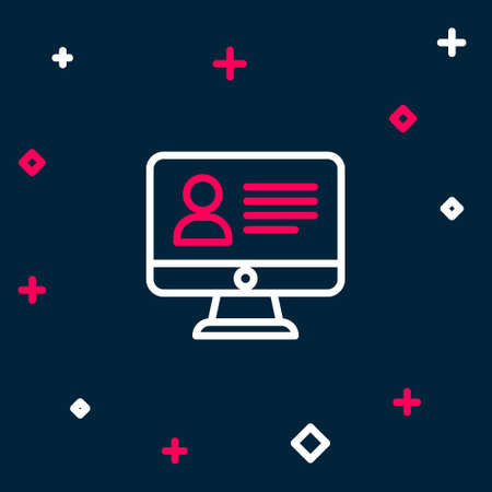 Line Online class icon isolated on blue background. Online education concept. Colorful outline concept. Vectorのイラスト素材