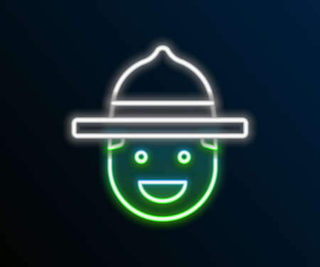 Glowing neon line Canadian ranger hat uniform icon isolated on black background. Colorful outline concept. Vectorのイラスト素材