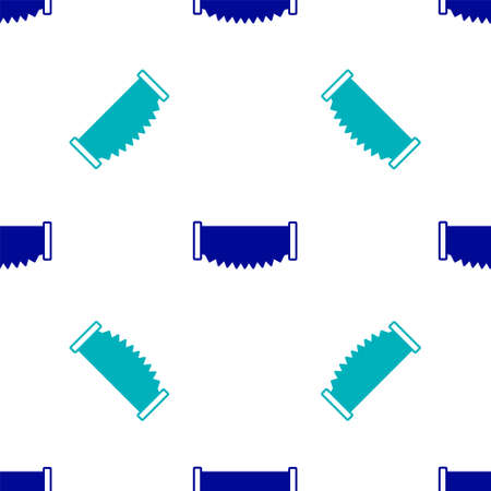Blue Two-handed saw icon isolated seamless pattern on white background. Vectorのイラスト素材