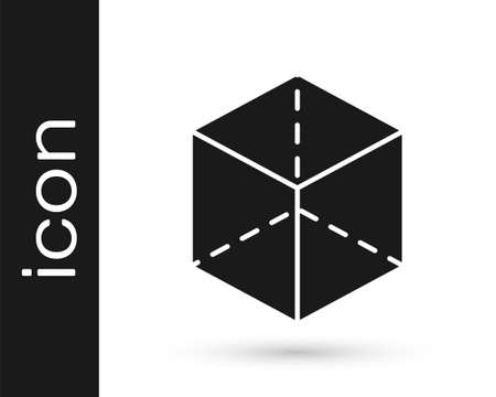 Black Geometric figure Cube icon isolated on white background. Abstract shape. Geometric ornament. Vectorのイラスト素材