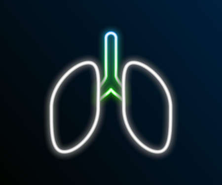 Glowing neon line Lungs icon isolated on black background. Colorful outline concept. Vectorのイラスト素材