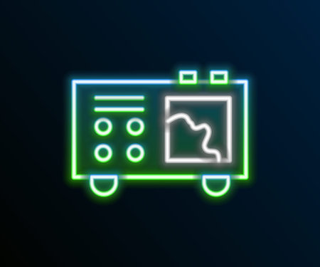 Glowing neon line Spectrometer icon isolated on black background. Colorful outline concept. Vectorのイラスト素材