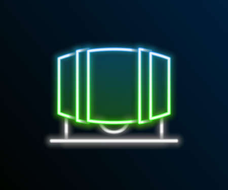 Glowing neon line Wooden barrel for wine icon isolated on black background. Colorful outline concept. Vectorのイラスト素材