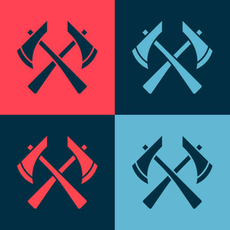Pop art Firefighter axe icon isolated on color background. Fire axe. Vectorのイラスト素材