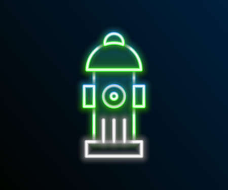 Glowing neon line Fire hydrant icon isolated on black background. Colorful outline concept. Vectorのイラスト素材
