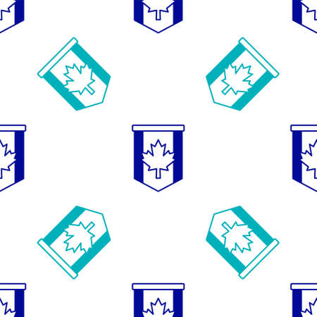 Blue Pennant flag of Canada icon isolated seamless pattern on white background. North America country flag. Vectorのイラスト素材