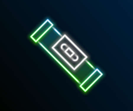 Glowing neon line Construction bubble level icon isolated on black background. Waterpas, measuring instrument, measuring equipment. Colorful outline concept. Vectorのイラスト素材