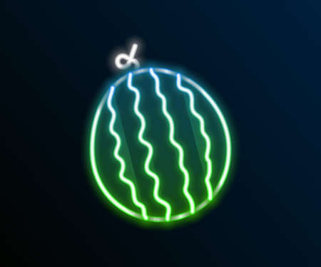 Glowing neon line Watermelon icon isolated on black background. Colorful outline concept. Vectorのイラスト素材