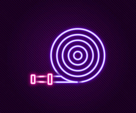Glowing neon line Fire hose reel icon isolated on black background. Colorful outline concept. Vectorのイラスト素材