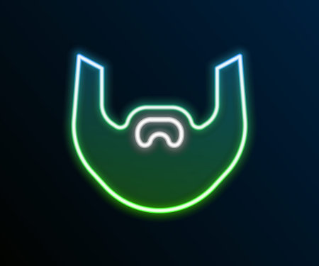 Glowing neon line Mustache and beard icon isolated on black background. Barbershop symbol. Facial hair style. Colorful outline concept. Vectorのイラスト素材
