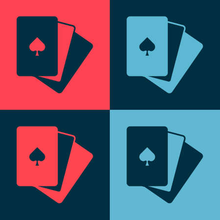 Pop art Deck of playing cards icon isolated on color background. Casino gambling. Vector