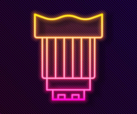 Glowing neon line Camera photo lens icon isolated on black background. Vectorのイラスト素材
