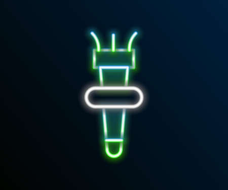 Glowing neon line Torch flame icon isolated on black background. Symbol fire hot, flame power, flaming and heat. Colorful outline concept. Vectorのイラスト素材