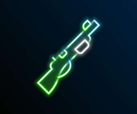 Glowing neon line Hunting gun icon isolated on black background. Hunting shotgun. Colorful outline concept. Vectorのイラスト素材